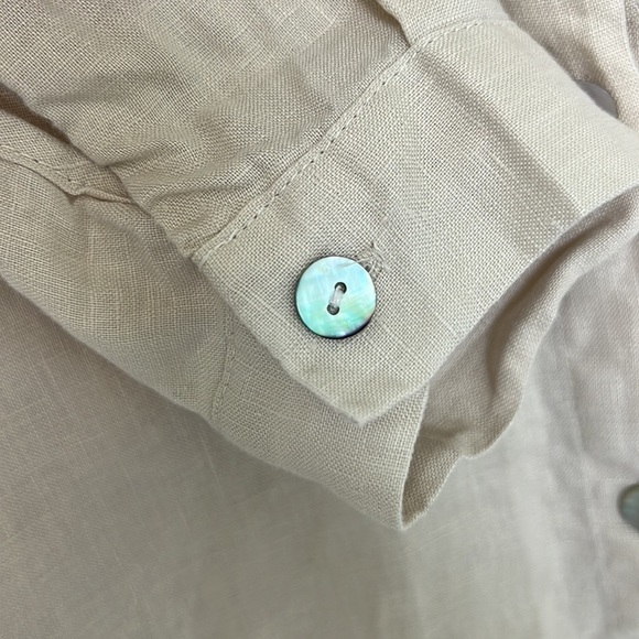 Sigrid Olsen 100% Linen Button Down Long Sleeve Shirt Dress Coastal Grandma - Picture 5 of 7